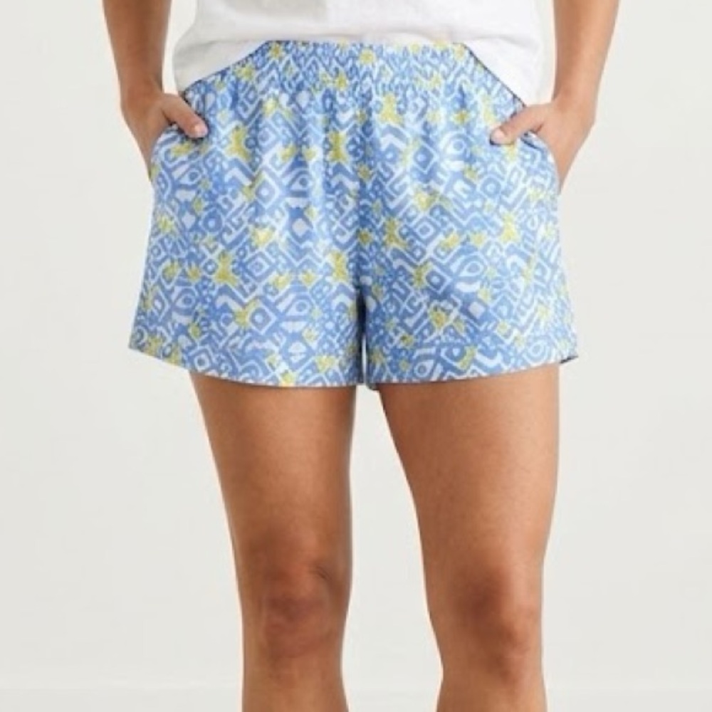 Hiho 100% Linen Blue Pull On High Rise Shorts XL